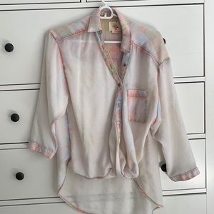 Maeve faded colorful plaid blouse